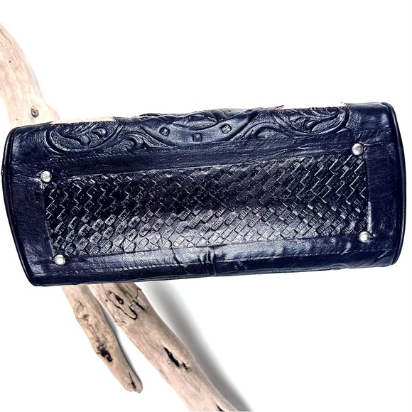 SHOULDER BAG LUCKY HORSE Embossed Crossbody Western Style Vintage Tooled Leather - Picture 6 of 8